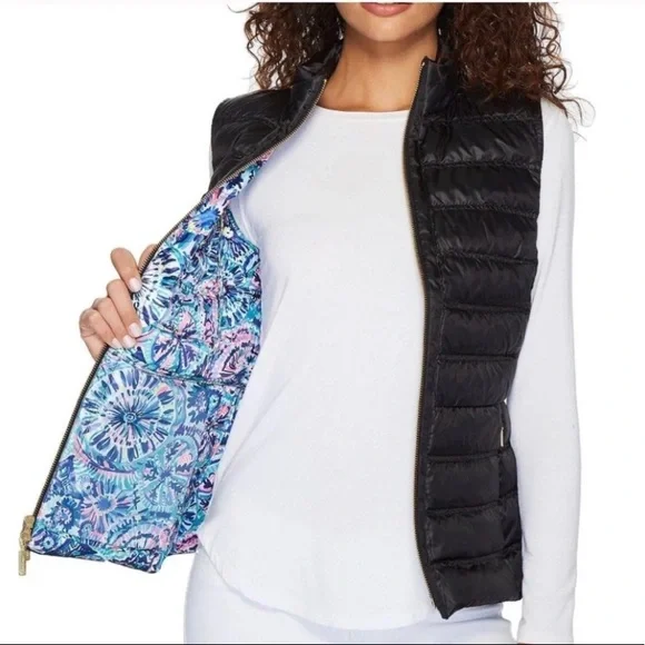 LILLY PULITZER DownPuffer Vest in Black Size M - Picture 11 of 13